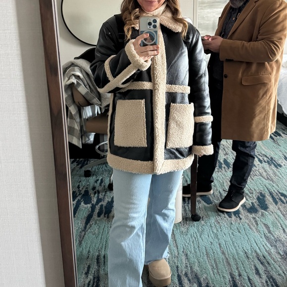 Showpo Cream Shearling faux leather Jacket size 8 - Picture 10 of 10